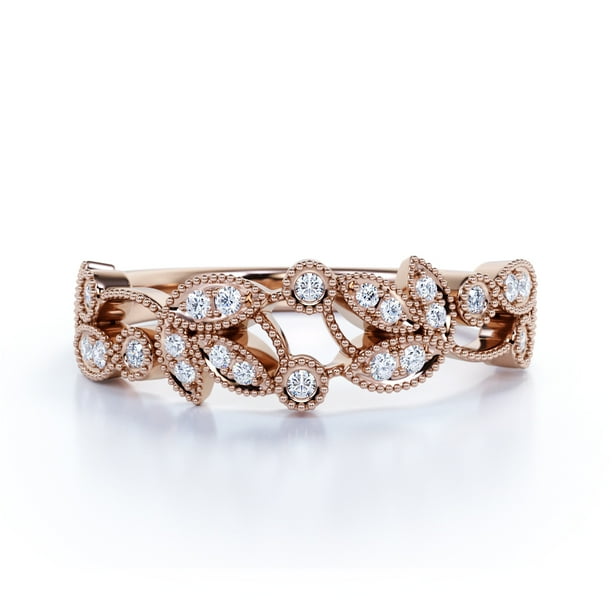 Diamond Contour Fashion Ring Stackable Band Style 1/8ct 10k Rose Gold Diamond Contour Fashion Ring Stackable Band Style 1/8ct 10k Rose Gold